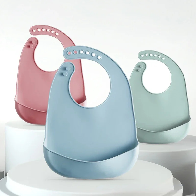 Waterproof Baby Bibs Silicone - 1-3 bavoirs réglables imperméables pour bébé,