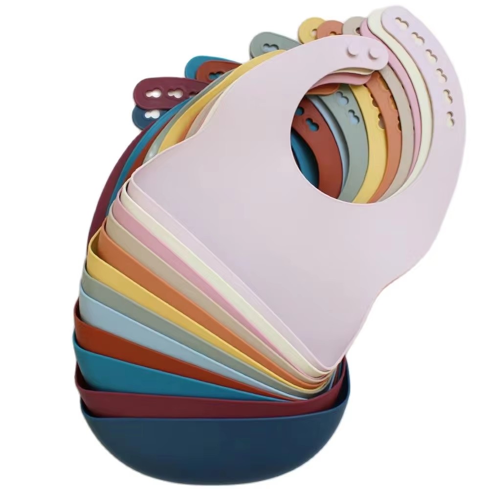 Waterproof Baby Bibs Silicone - Bavoir à plateau en Silicone pour