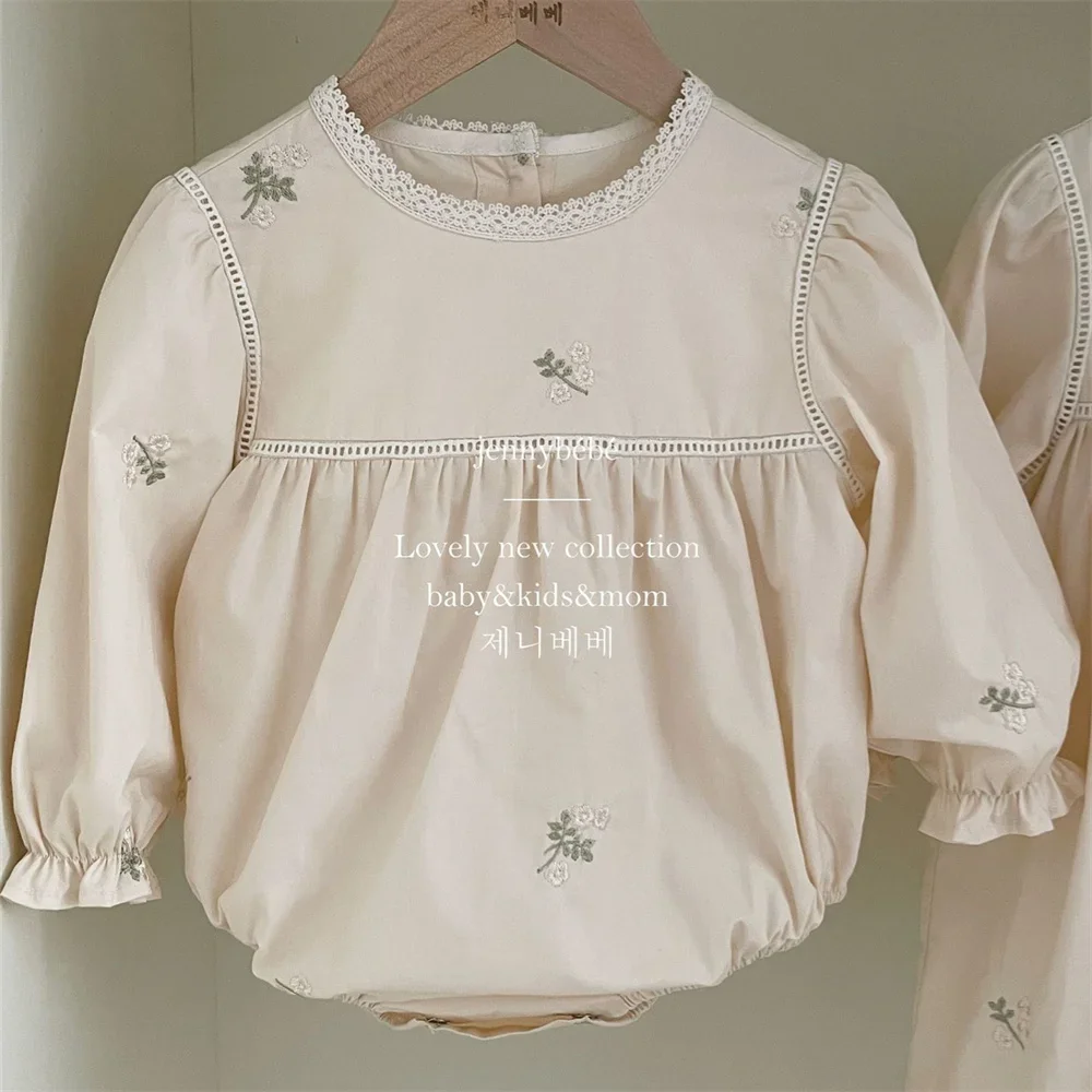 Newborn Baby Girl Romper Floral - Barboteuse florale brodée pour bébés filles,