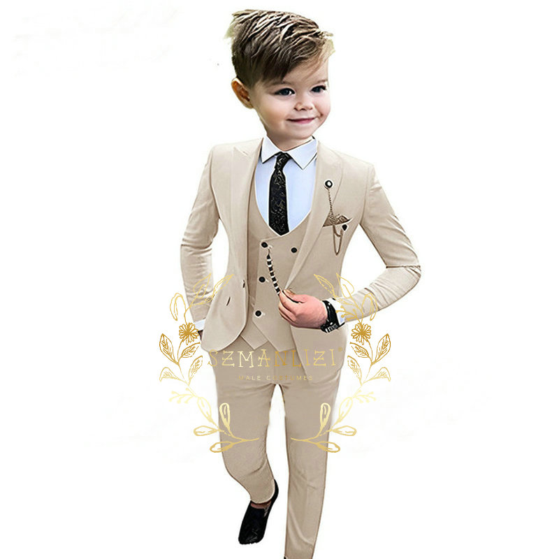 Baby Boy Suit Set Baptism - Ensemble blazer beige et pantalon glacé
