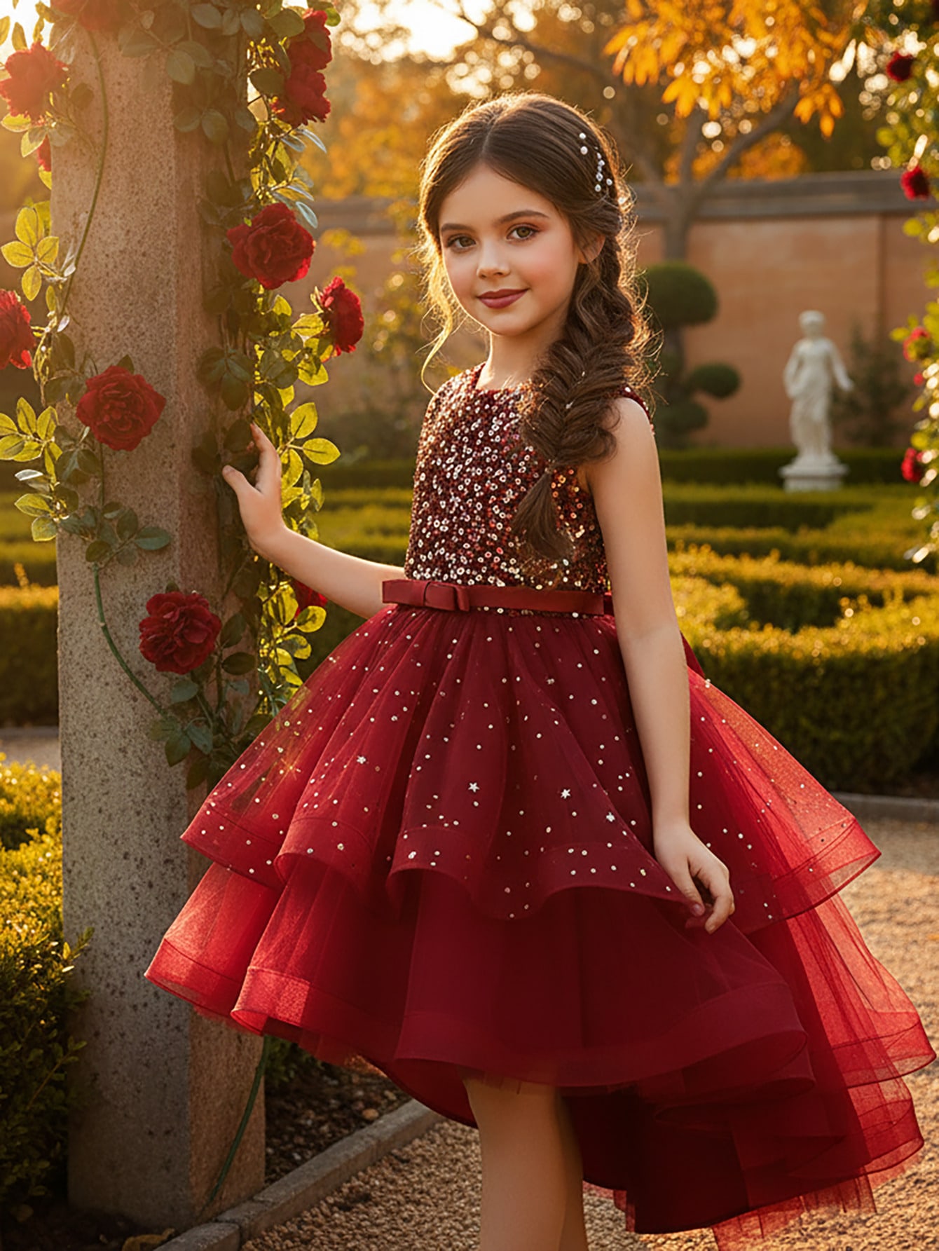 Toddler Girl Tulle Party Dress - Robe de princesse à fleurs et