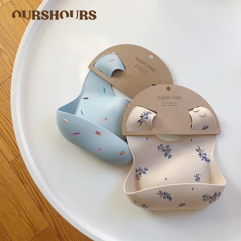 Waterproof Baby Bibs Silicone - Bavoirs bébé Ins Style imprimé imperméable
