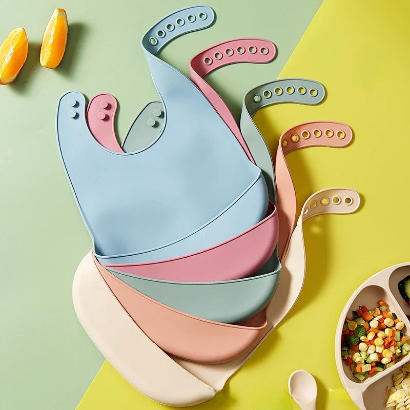 Waterproof Baby Bibs Silicone - 1/2 bavoirs pour bébé réglables et