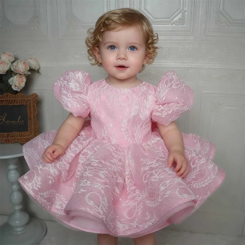 Toddler Girl Tulle Party Dress - Robe élégante rose à paillettes en