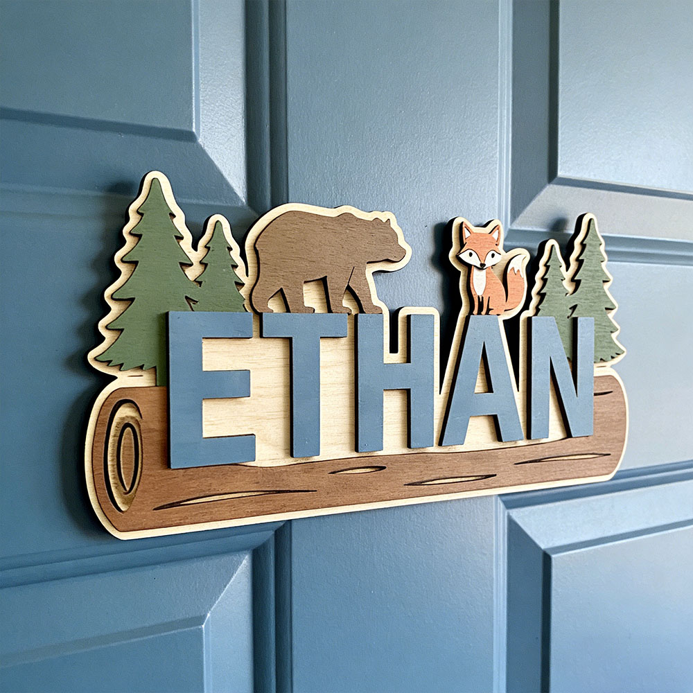 Nursery - Plaque en bois personnalisée avec nom,
