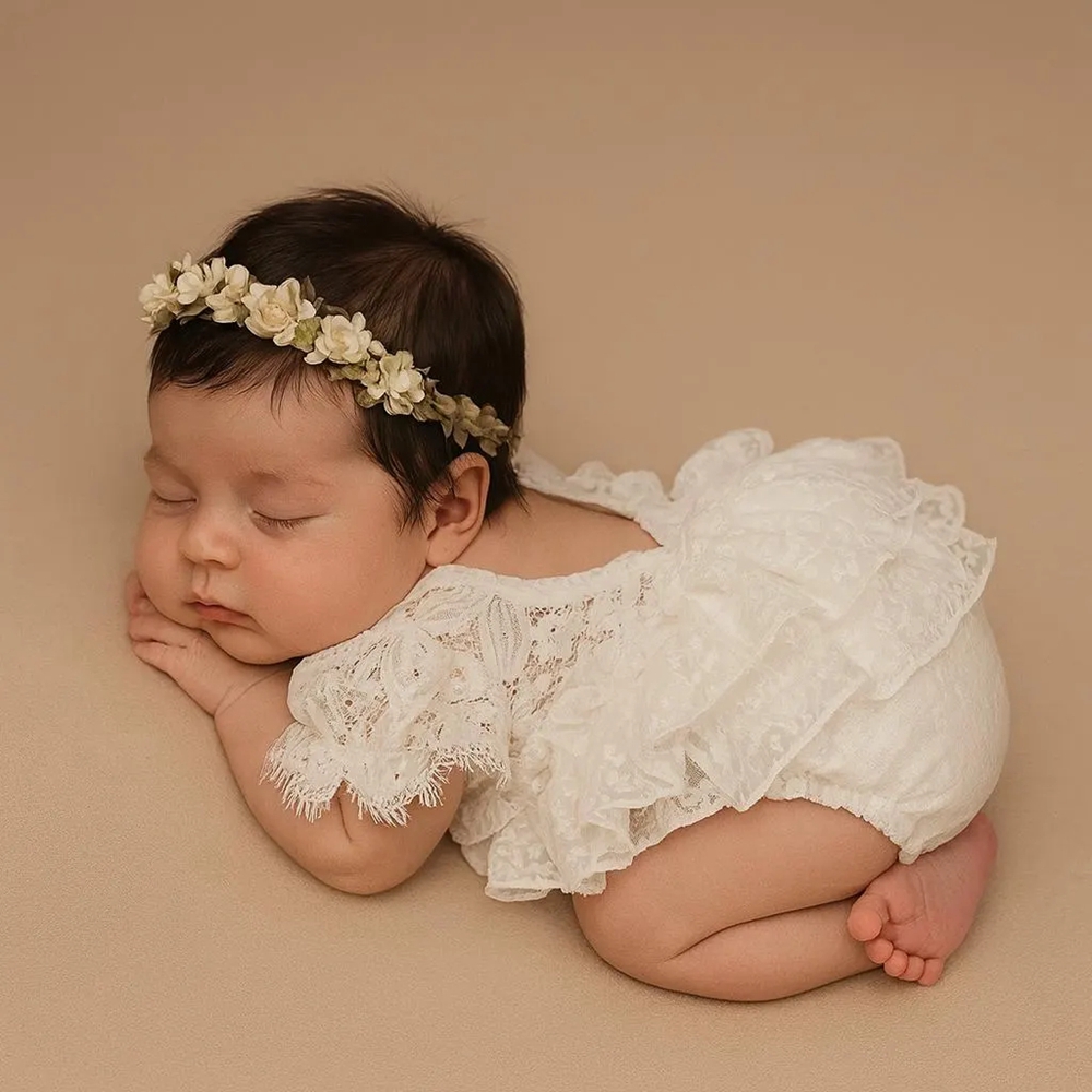 Newborn Baby Girl Romper Floral - Tenue de photographie pour nouveau-né fille,