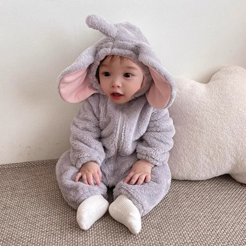 Cotton Baby Onesies Zipper - Adorable Combinaison Éléphant Hiver 2026 pour