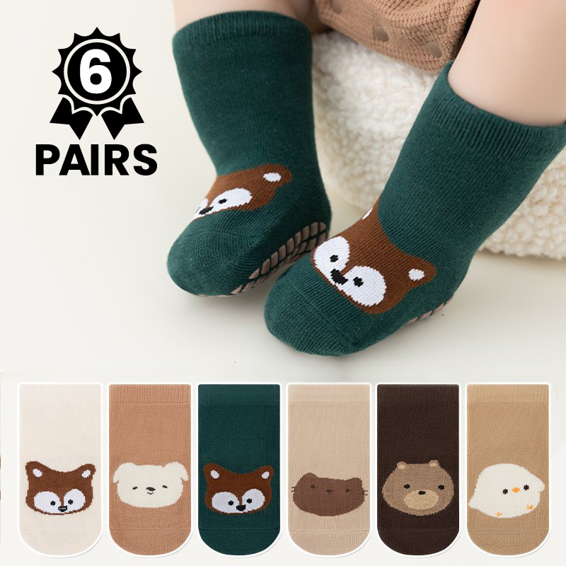 Unisex Baby Socks Non Slip - 6 paires de chaussettes antidérapantes pour