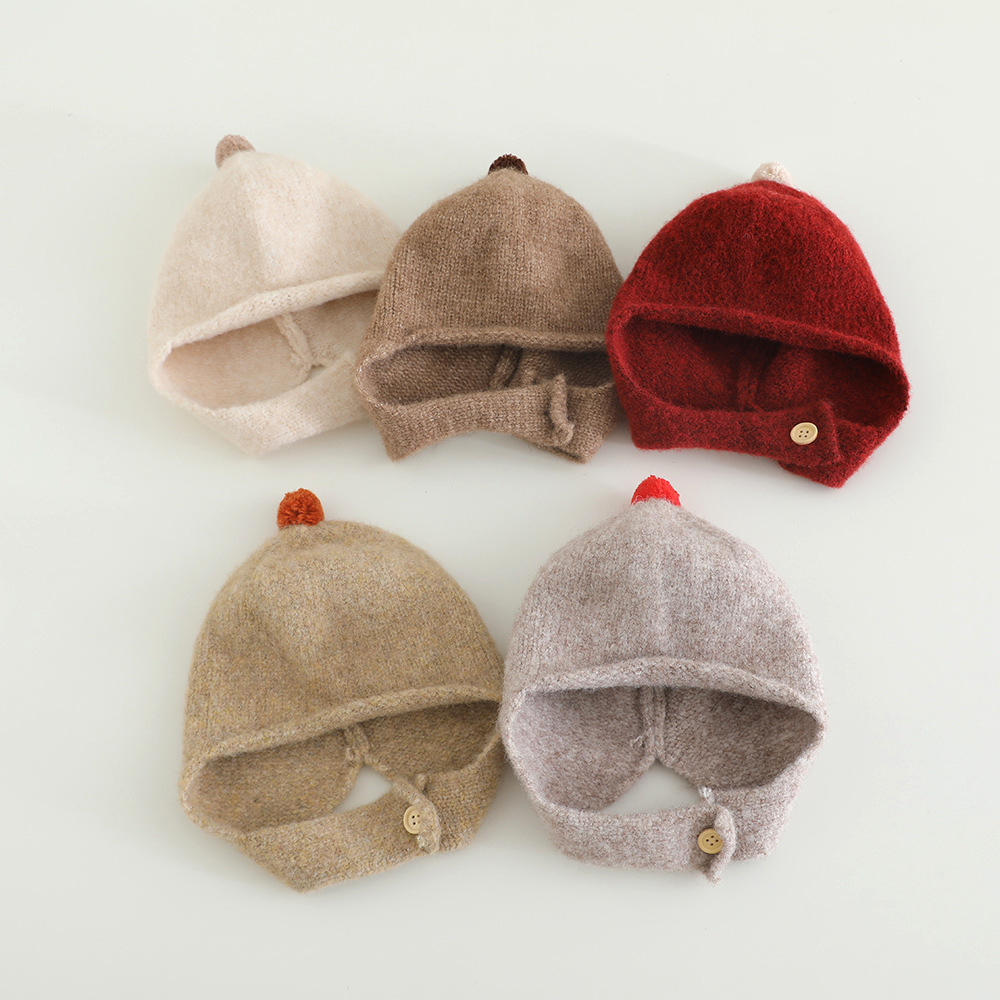 Infant Beanie Hat With Ears - Chapeau tricoté à rabat pour bébé,