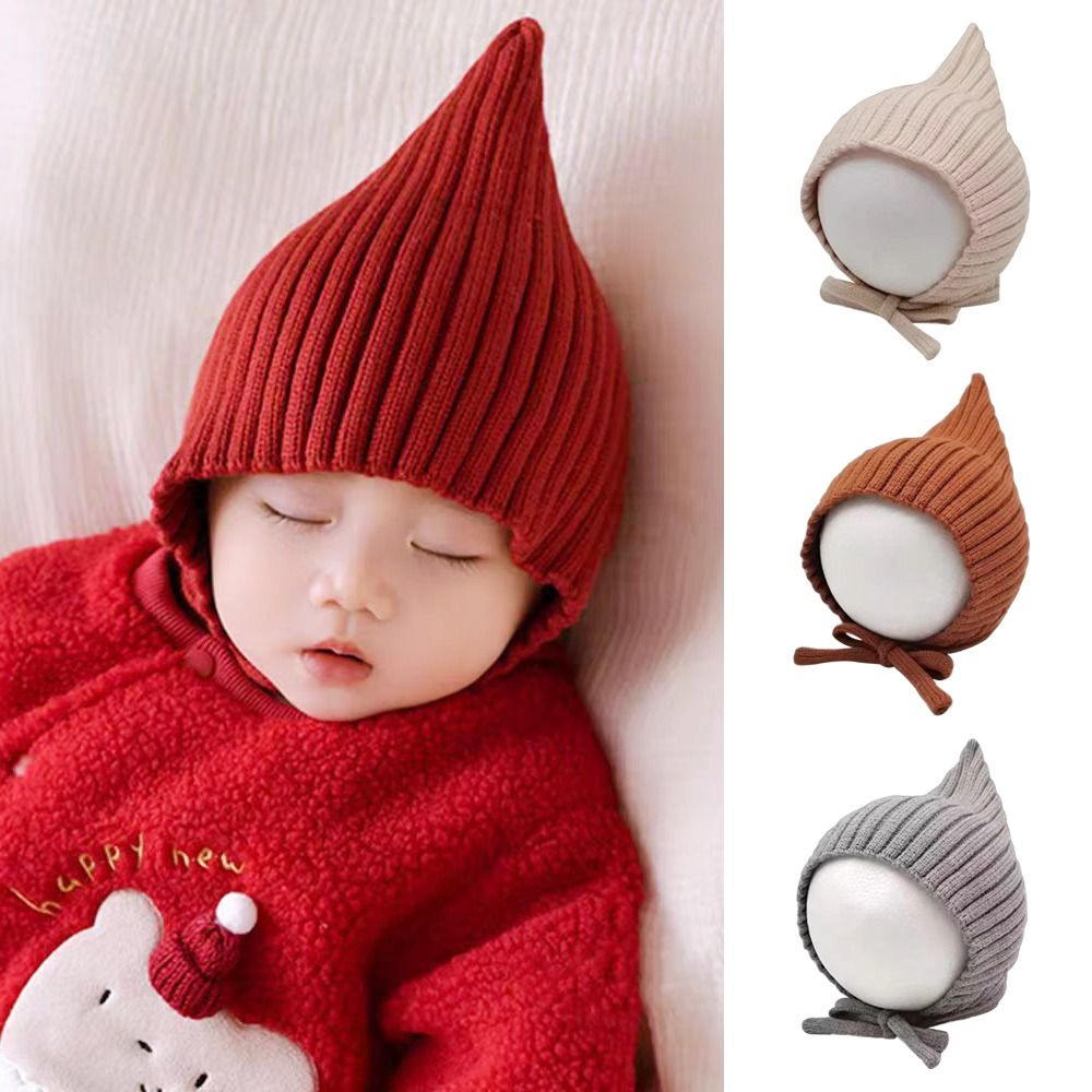 Infant Beanie Hat With Ears - Mignon couleur unie bébé chapeau hiver