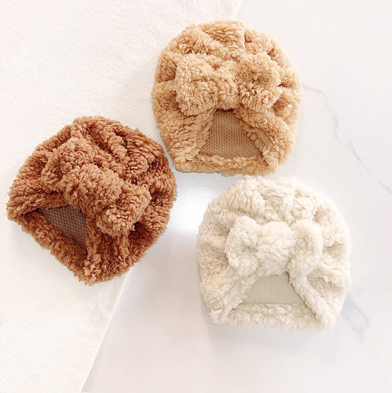 Infant Beanie Hat With Ears - Mignon nouveau-né bébé noeud Turban arc
