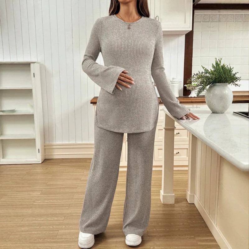 Maternity Wear - Ensemble de maternité tricoté, haut fendu
