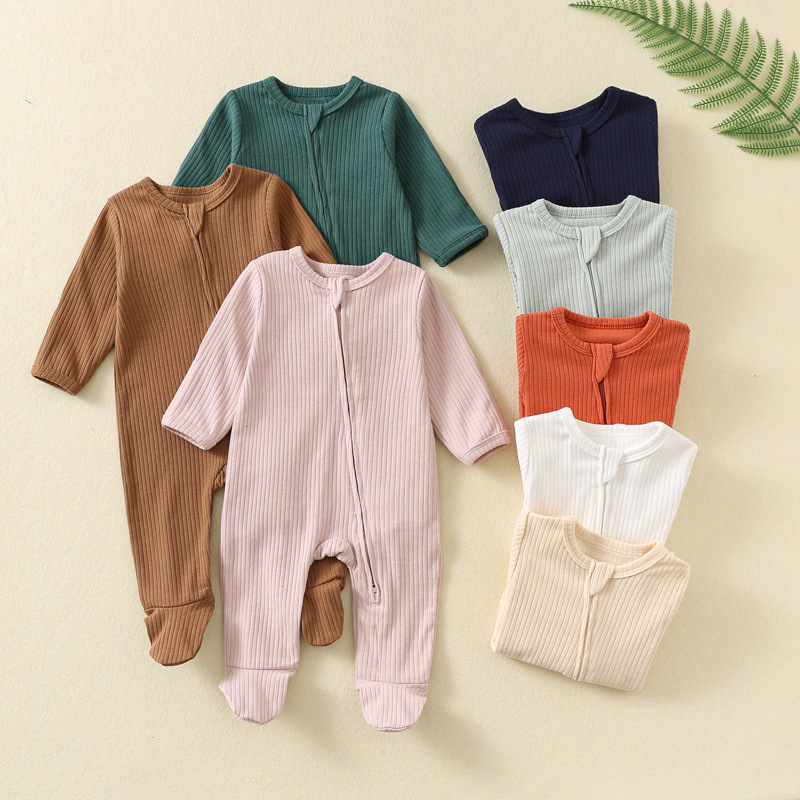 Cotton Baby Onesies Zipper - Combinaison Bébé Automne-Hiver à Manches Longues