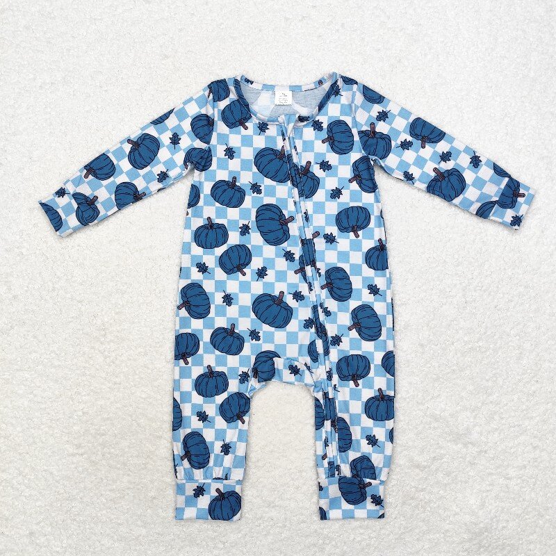 Cotton Baby Onesies Zipper - 8.21 bambou mouche bleu citrouille feuille