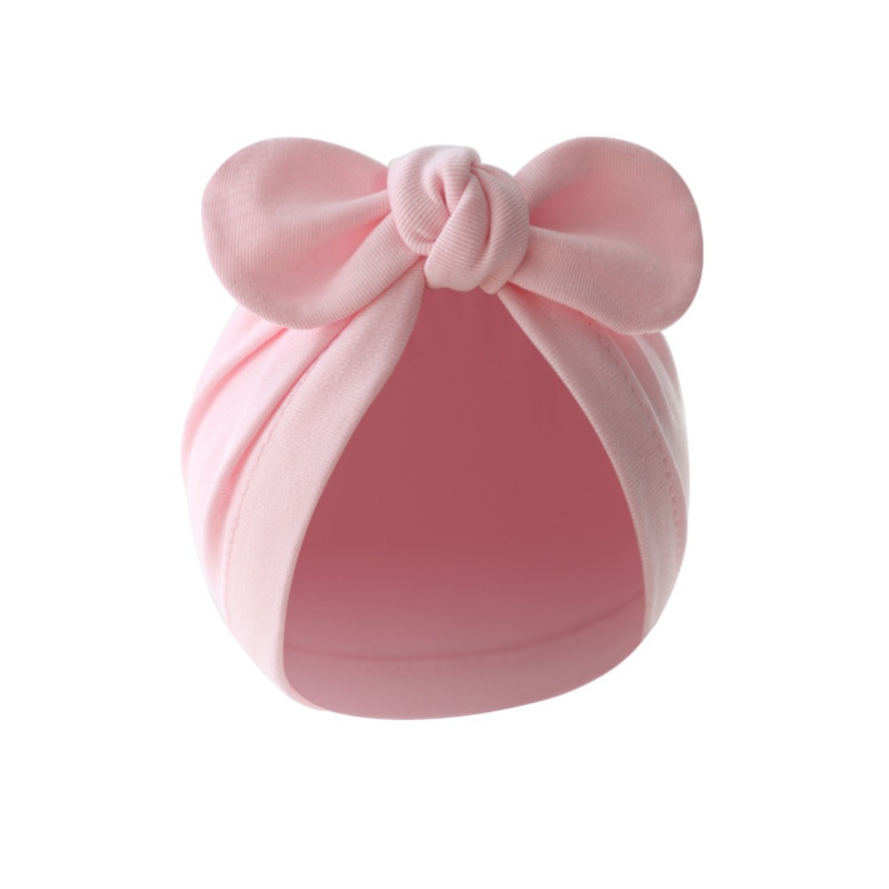 Infant Beanie Hat With Ears - Mignon fleur noeud chapeau coton doux