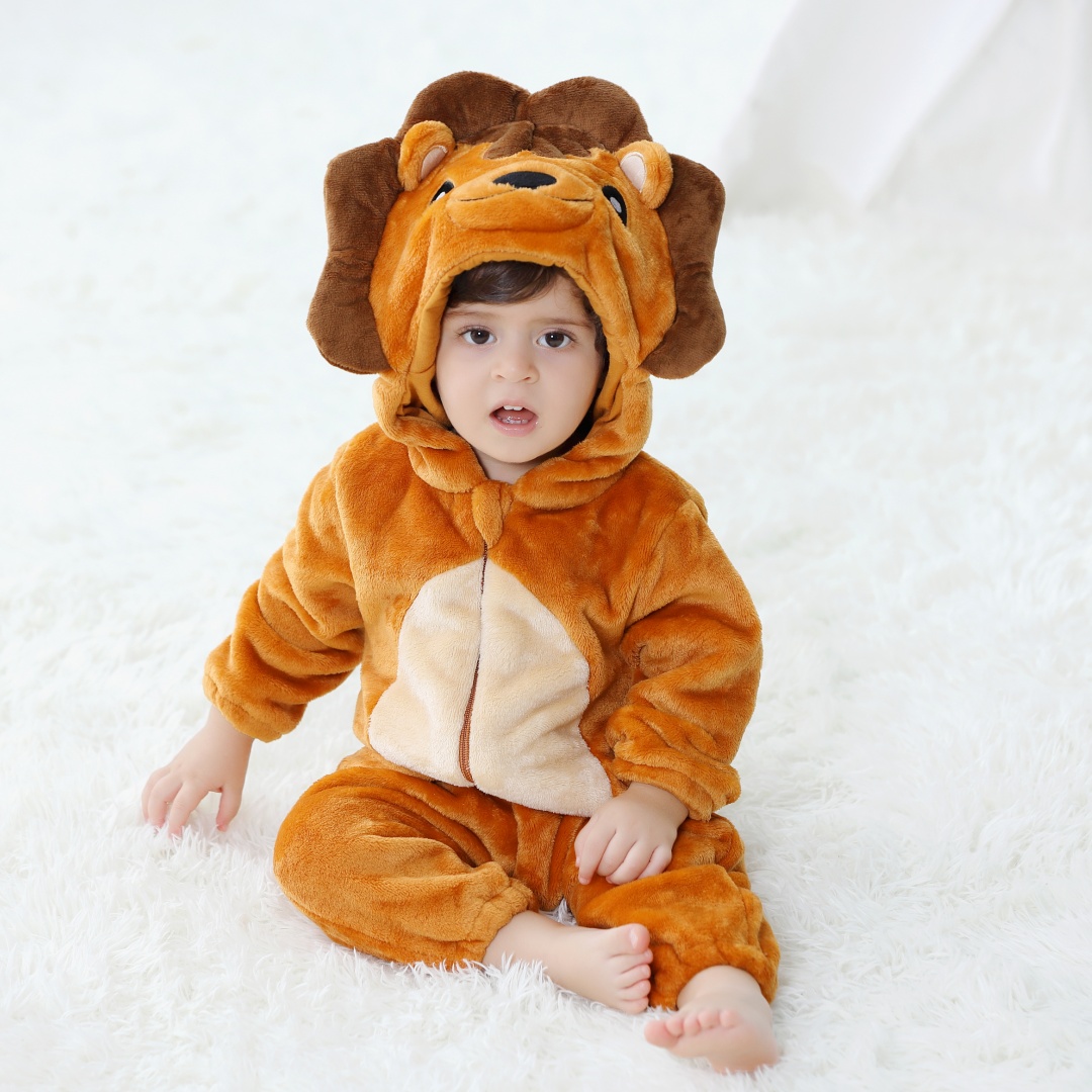 Nouveau-né bébé mignon Lion An - Cotton Baby Onesies Zipper avis et prix