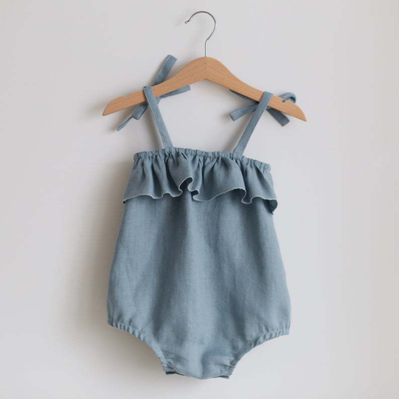 Barboteuse d'été en coton et l - Baby Summer Linen Sleeveless Jumpsuit avis et prix