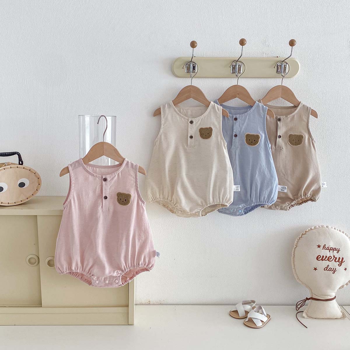 Combinaison d'été fine sans ma - Baby Summer Linen Sleeveless Jumpsuit avis et prix