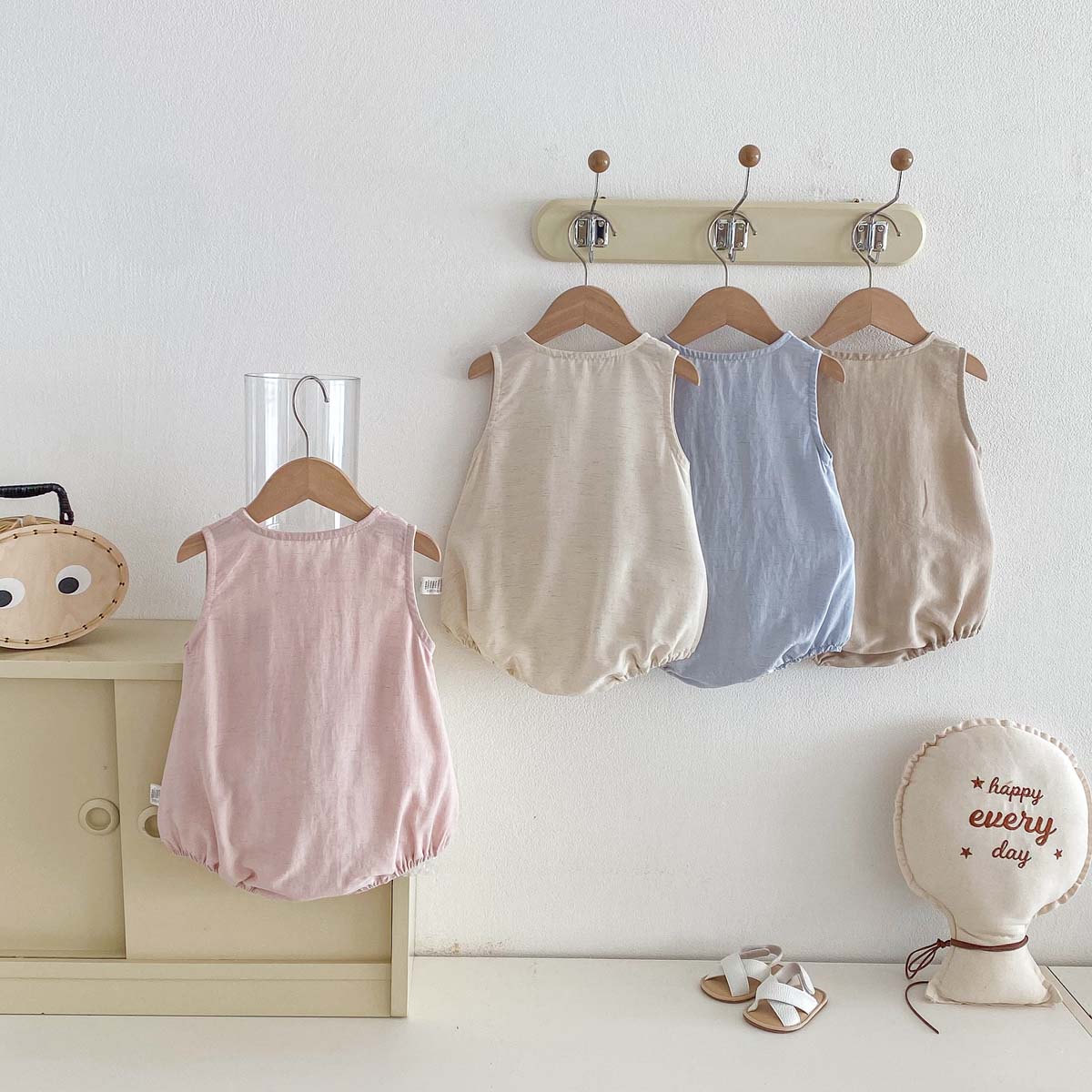 Combinaison d'été fine sans ma - Baby Summer Linen Sleeveless Jumpsuit avis et prix