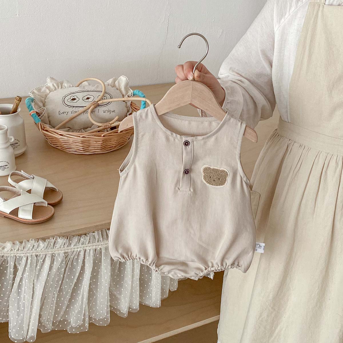 Combinaison d'été fine sans ma - Baby Summer Linen Sleeveless Jumpsuit avis et prix