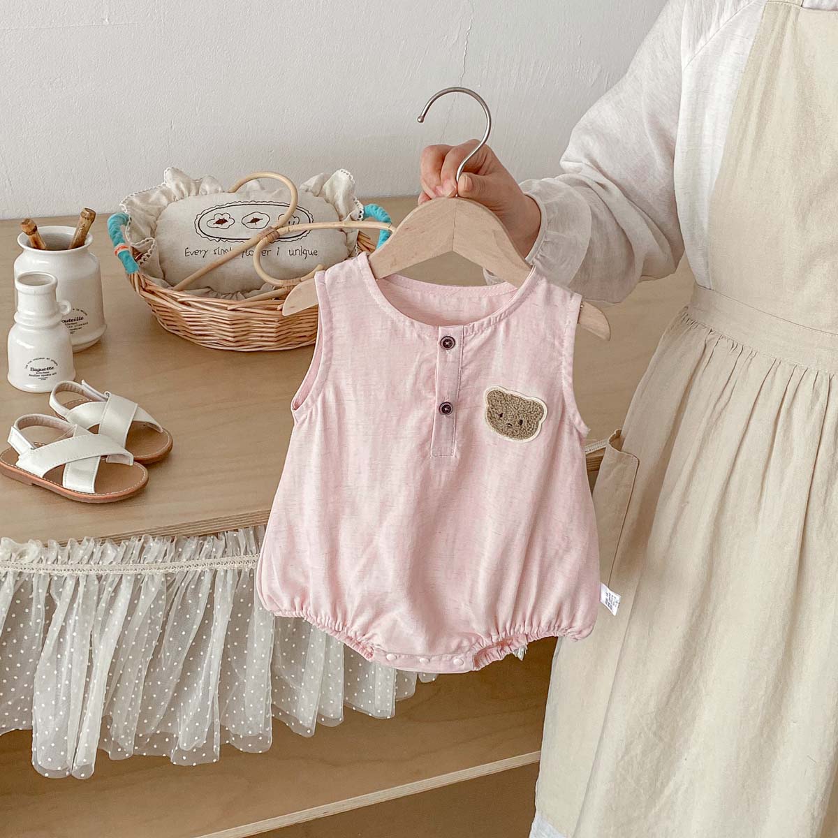Combinaison d'été fine sans ma - Baby Summer Linen Sleeveless Jumpsuit avis et prix