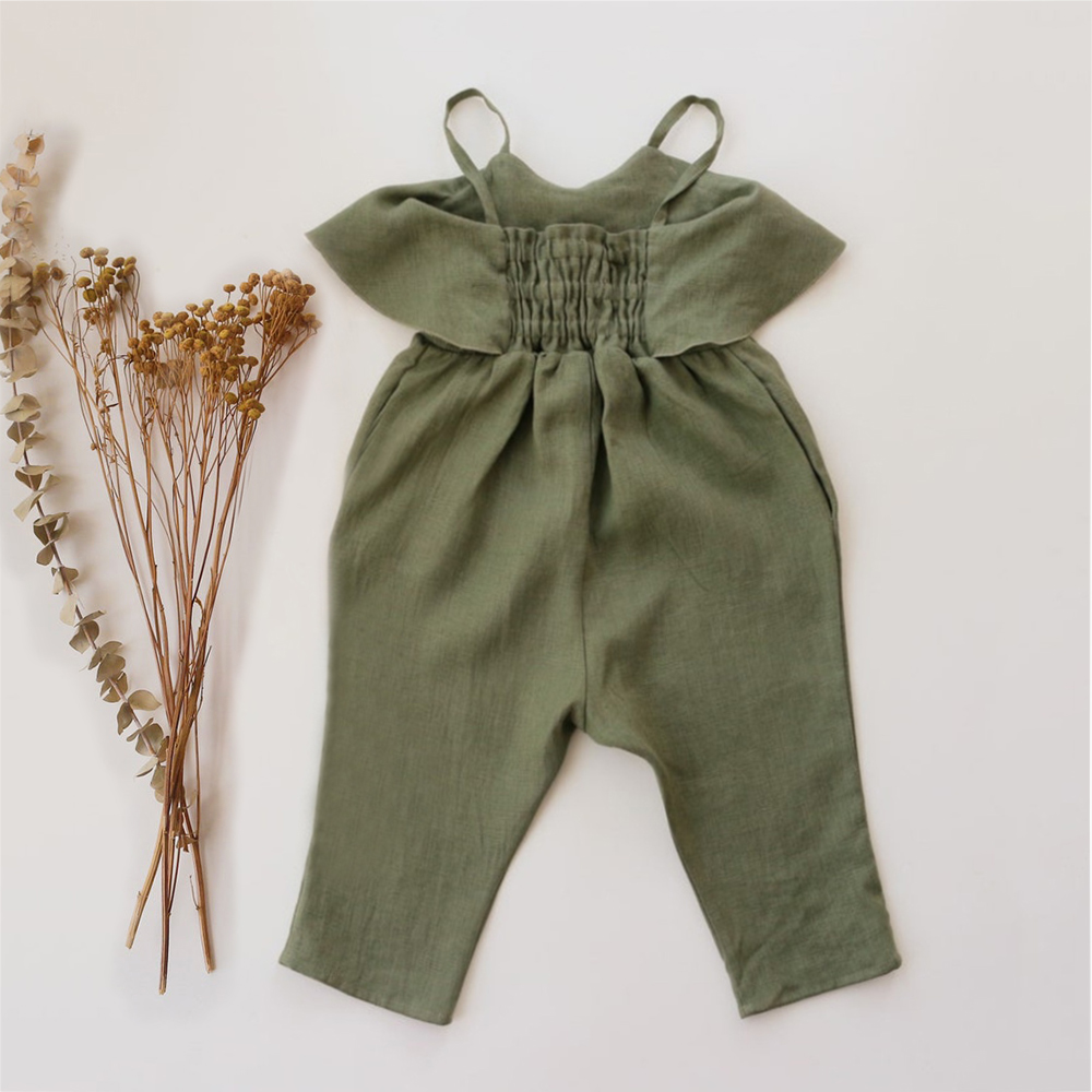 Barboteuse en lin et coton pou - Baby Summer Linen Sleeveless Jumpsuit avis et prix