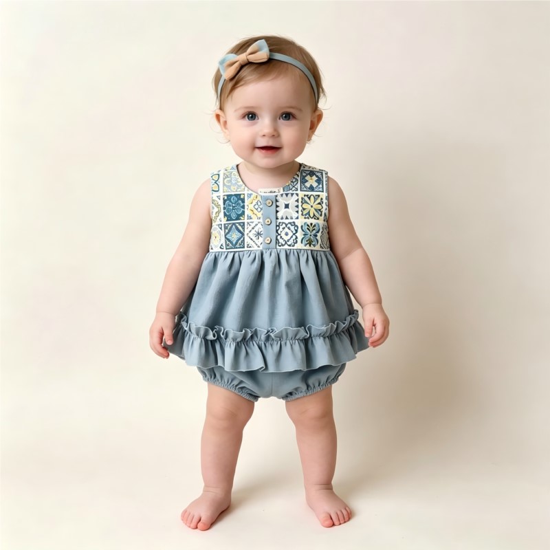 Ensemble barboteuse en coton e - Baby Summer Linen Sleeveless Jumpsuit avis et prix