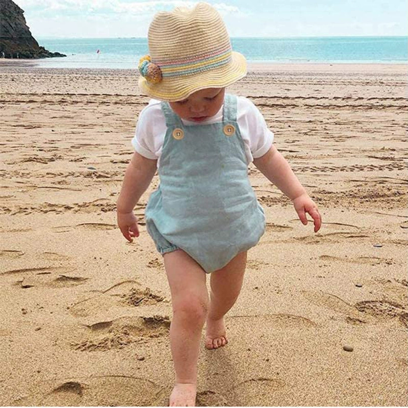2025 été nouveau-né bébé garço - Baby Summer Linen Sleeveless Jumpsuit avis et prix
