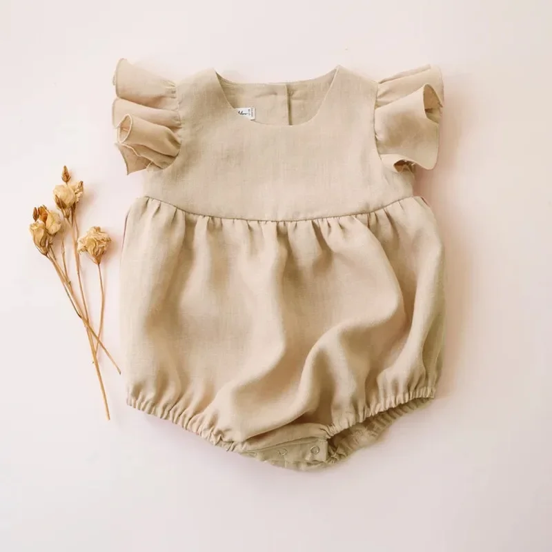 Barboteuse d'été en coton et l - Baby Summer Linen Sleeveless Jumpsuit avis et prix