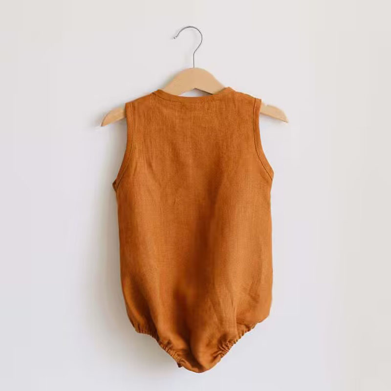 Barboteuse en lin et coton pou - Baby Summer Linen Sleeveless Jumpsuit avis et prix