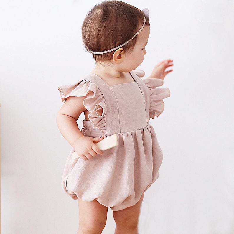 Combinaisons d'été pour bébés  - Baby Summer Linen Sleeveless Jumpsuit avis et prix