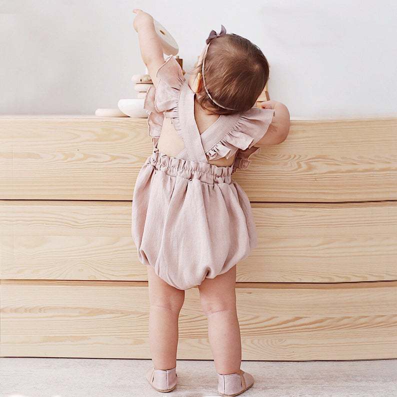 Combinaisons d'été pour bébés  - Baby Summer Linen Sleeveless Jumpsuit avis et prix
