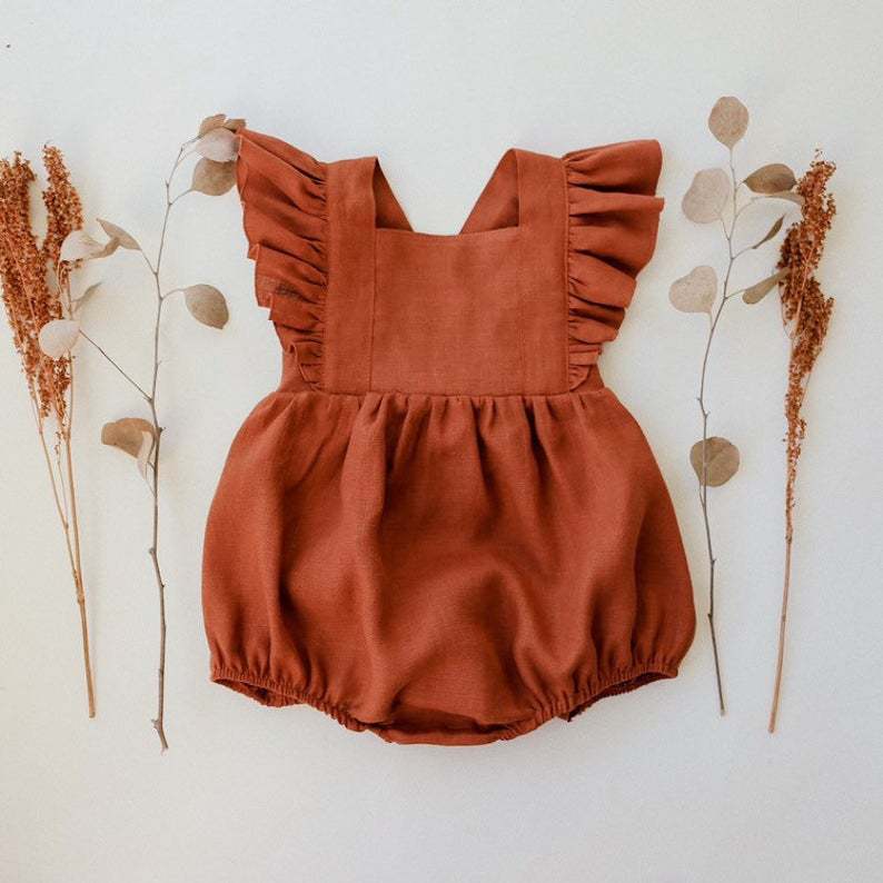 Combinaisons d'été pour bébés  - Baby Summer Linen Sleeveless Jumpsuit avis et prix