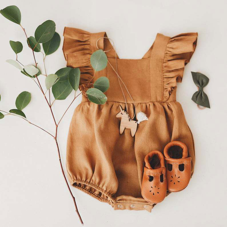 Combinaisons d'été pour bébés  - Baby Summer Linen Sleeveless Jumpsuit avis et prix