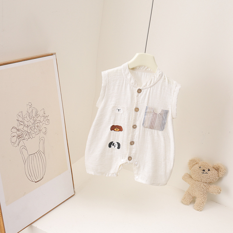 Combinaison d'été pour bébés g - Baby Summer Linen Sleeveless Jumpsuit avis et prix